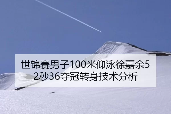 世锦赛男子100米仰泳徐嘉余52秒36夺冠转身技术分析